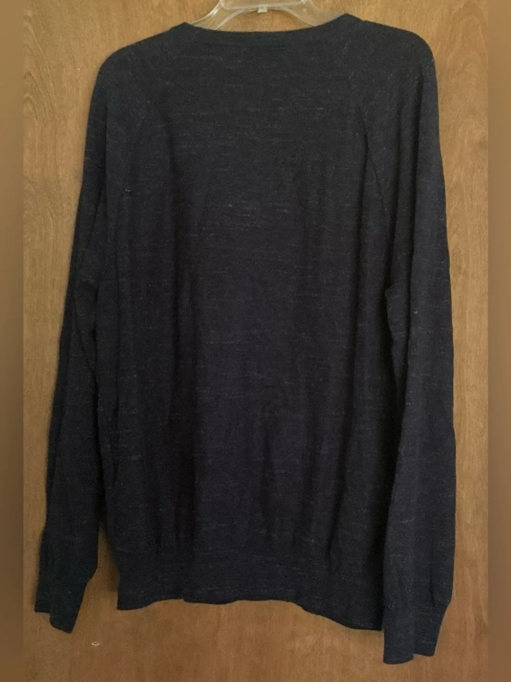 J.Crew Men Navy Blue Heathered Cotton Raglan Crewneck Pullover Sweater L/XL Prep
